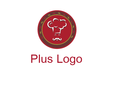 chef with hat in circle with pattern ring restaurant logo