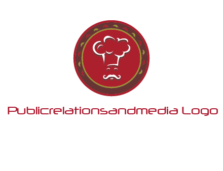 chef with hat in circle with pattern ring restaurant logo
