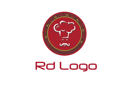 chef with hat in circle with pattern ring restaurant logo