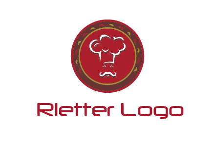 chef with hat in circle with pattern ring restaurant logo