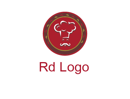 chef with hat in circle with pattern ring restaurant logo