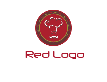chef with hat in circle with pattern ring restaurant logo
