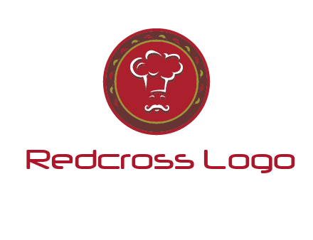 chef with hat in circle with pattern ring restaurant logo