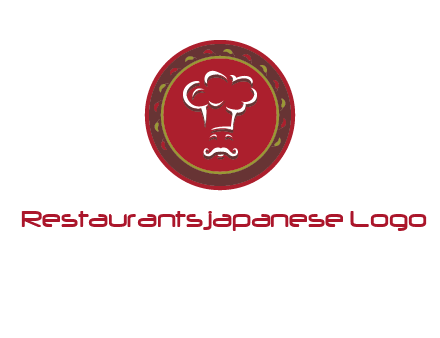 chef with hat in circle with pattern ring restaurant logo