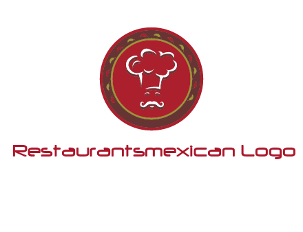 chef with hat in circle with pattern ring restaurant logo