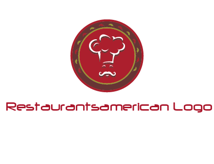 chef with hat in circle with pattern ring restaurant logo