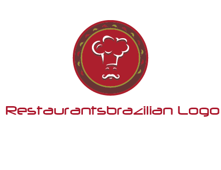 chef with hat in circle with pattern ring restaurant logo