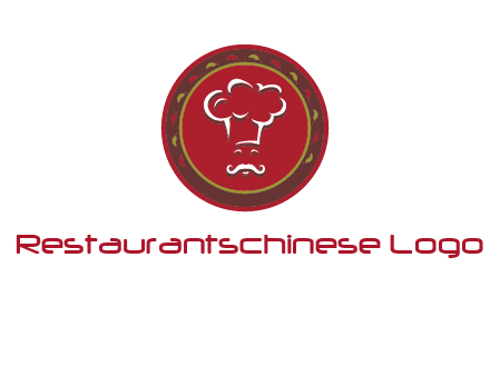 chef with hat in circle with pattern ring restaurant logo