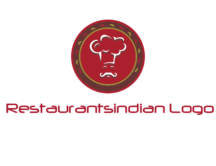 chef with hat in circle with pattern ring restaurant logo