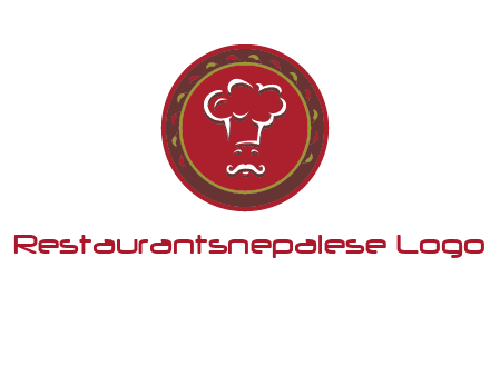 chef with hat in circle with pattern ring restaurant logo