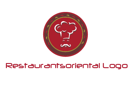 chef with hat in circle with pattern ring restaurant logo