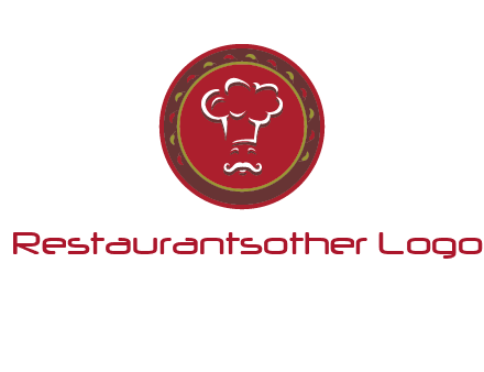 chef with hat in circle with pattern ring restaurant logo