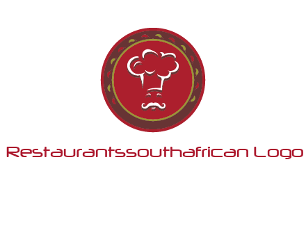 chef with hat in circle with pattern ring restaurant logo