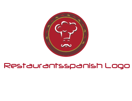 chef with hat in circle with pattern ring restaurant logo