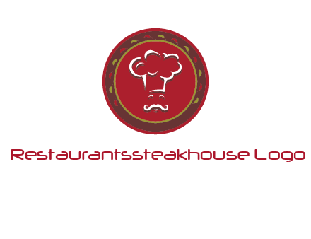 chef with hat in circle with pattern ring restaurant logo
