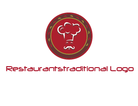 chef with hat in circle with pattern ring restaurant logo