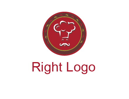 chef with hat in circle with pattern ring restaurant logo