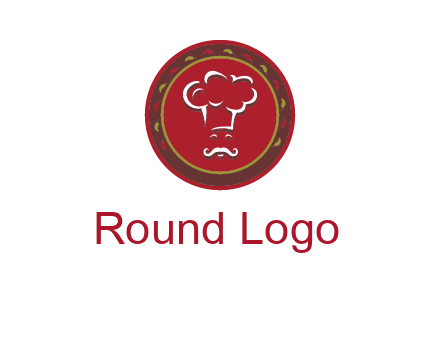 chef with hat in circle with pattern ring restaurant logo