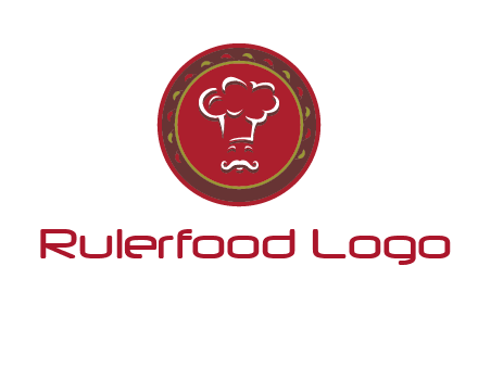 chef with hat in circle with pattern ring restaurant logo