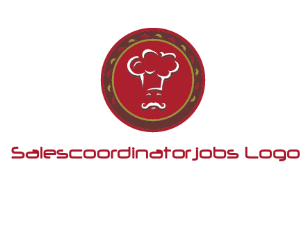 chef with hat in circle with pattern ring restaurant logo
