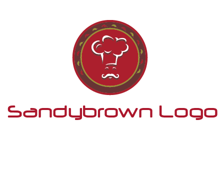 chef with hat in circle with pattern ring restaurant logo