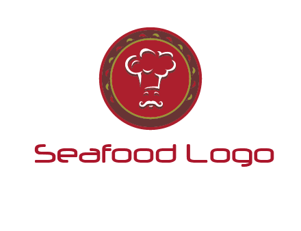 chef with hat in circle with pattern ring restaurant logo