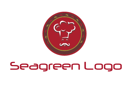 chef with hat in circle with pattern ring restaurant logo