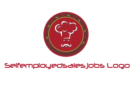 chef with hat in circle with pattern ring restaurant logo