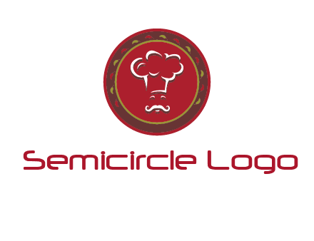 chef with hat in circle with pattern ring restaurant logo