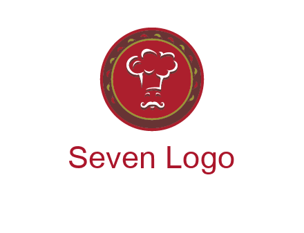 chef with hat in circle with pattern ring restaurant logo