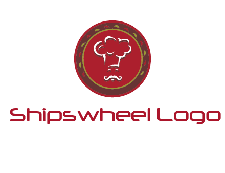 chef with hat in circle with pattern ring restaurant logo
