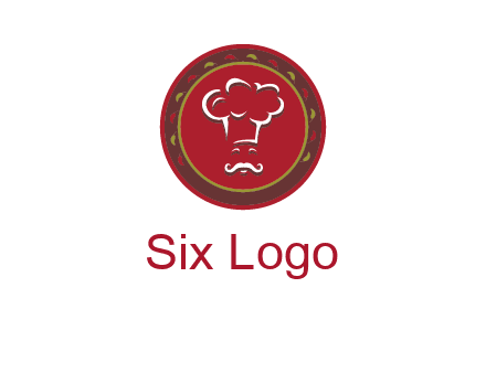 chef with hat in circle with pattern ring restaurant logo