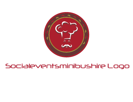 chef with hat in circle with pattern ring restaurant logo