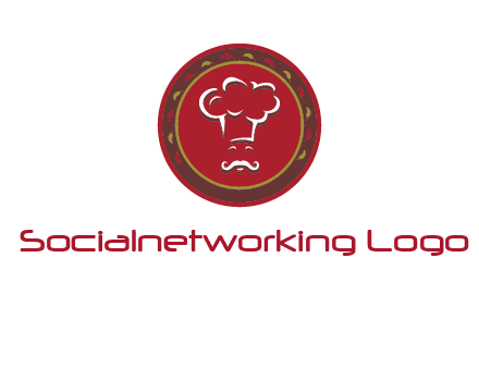 chef with hat in circle with pattern ring restaurant logo