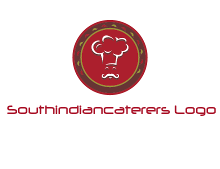 chef with hat in circle with pattern ring restaurant logo