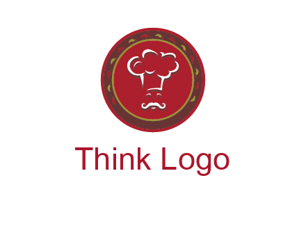 chef with hat in circle with pattern ring restaurant logo