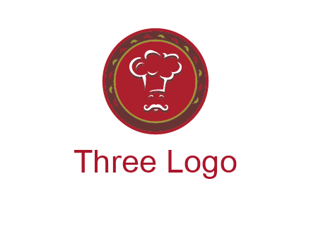 chef with hat in circle with pattern ring restaurant logo