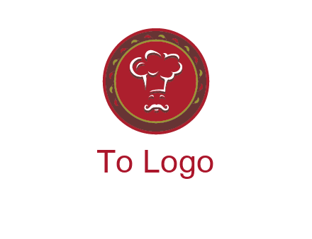 chef with hat in circle with pattern ring restaurant logo