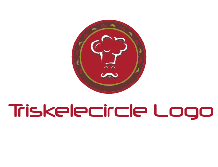 chef with hat in circle with pattern ring restaurant logo