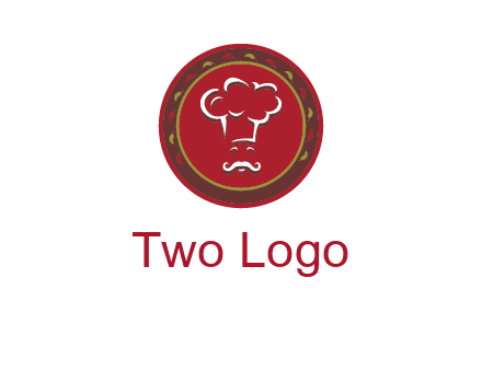 chef with hat in circle with pattern ring restaurant logo