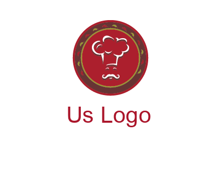 chef with hat in circle with pattern ring restaurant logo