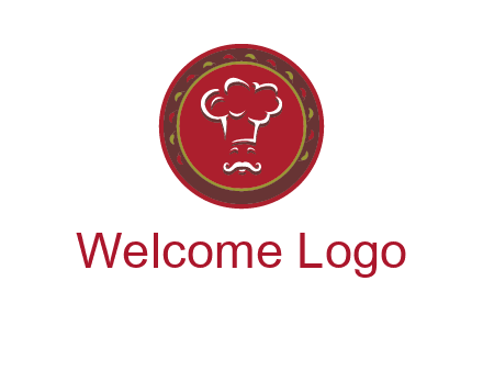 chef with hat in circle with pattern ring restaurant logo