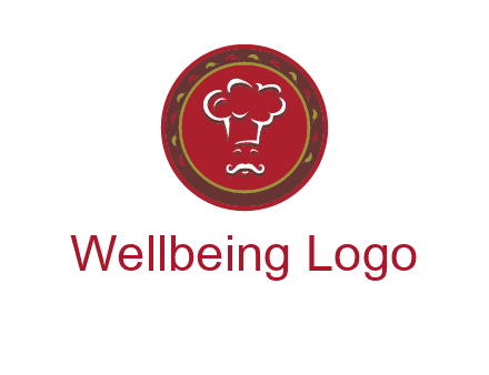 chef with hat in circle with pattern ring restaurant logo