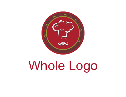 chef with hat in circle with pattern ring restaurant logo