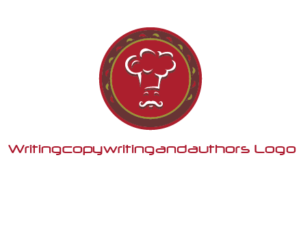 chef with hat in circle with pattern ring restaurant logo