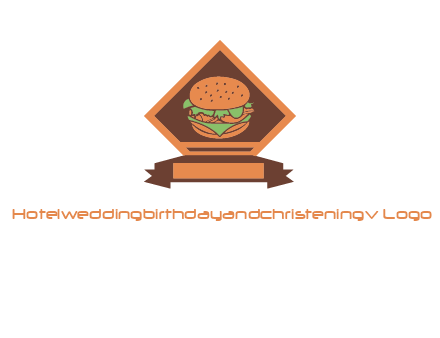 burger in rhombus with ribbon restaurant logo