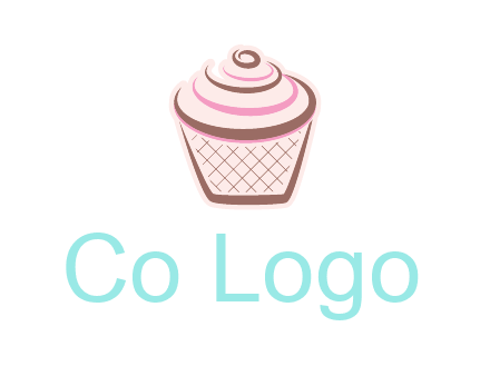 cupcake with swirl cream logo icon