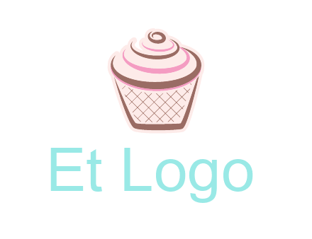 cupcake with swirl cream logo icon