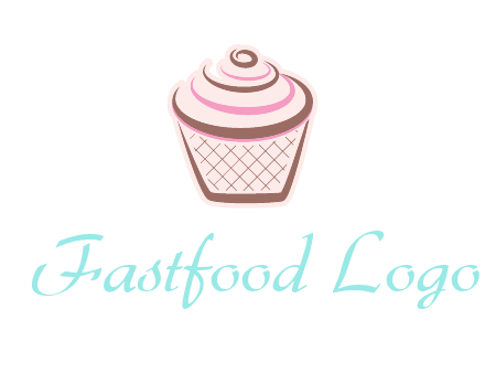cupcake with swirl cream logo icon