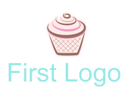 cupcake with swirl cream logo icon